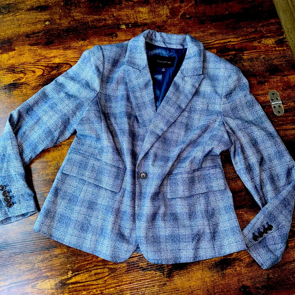 Banana Republic Blue Plaid Blazer